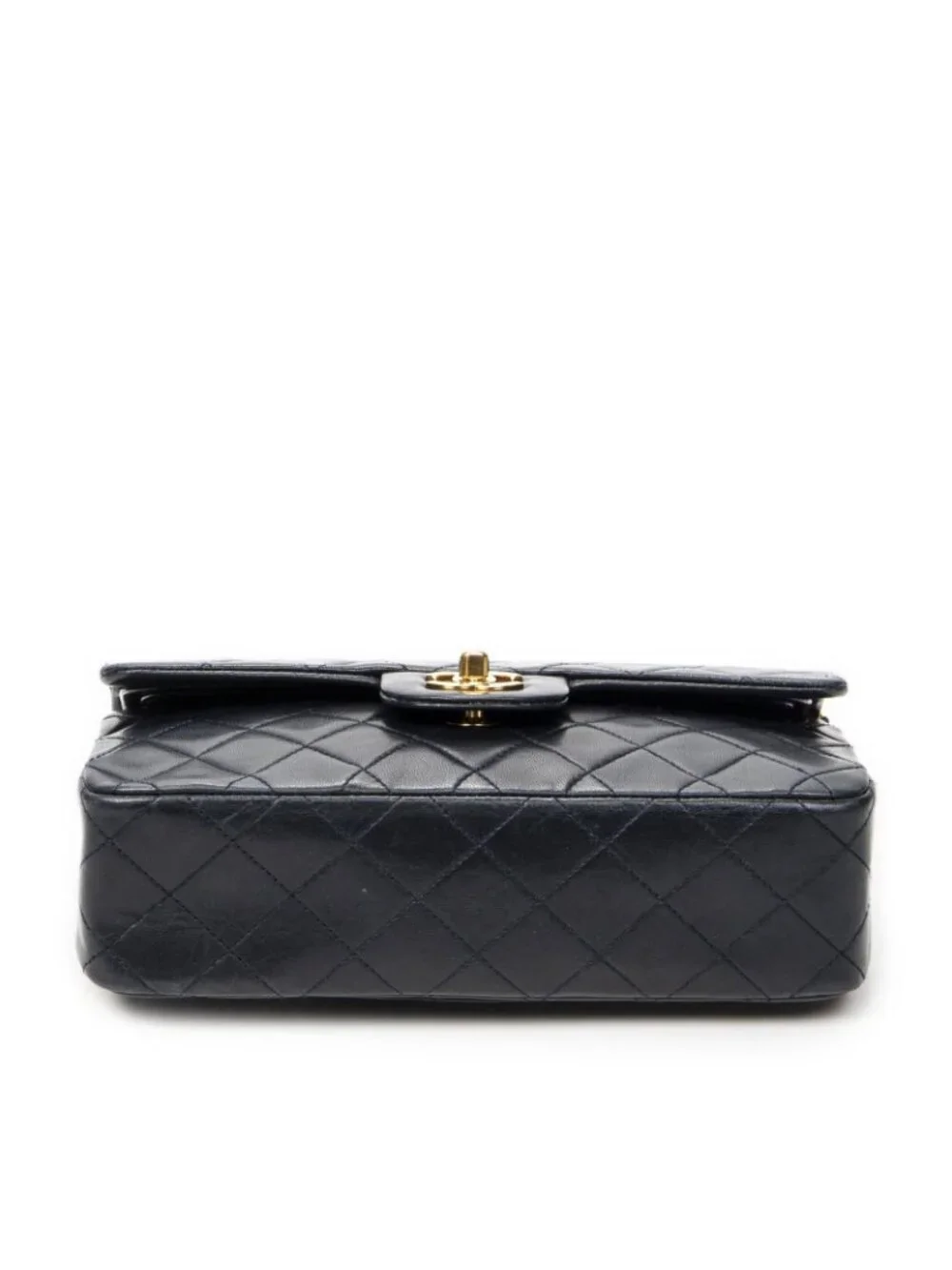 Chanel Quilted Double Flap Navy Lambskin Leather